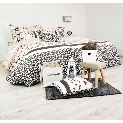 Ložní povlečení Delux - geometrický vzor, hnědé 200 x 140 cm