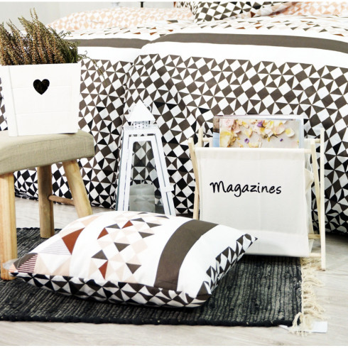 Ložní povlečení Delux - geometrický vzor, hnědé 200 x 140 cm