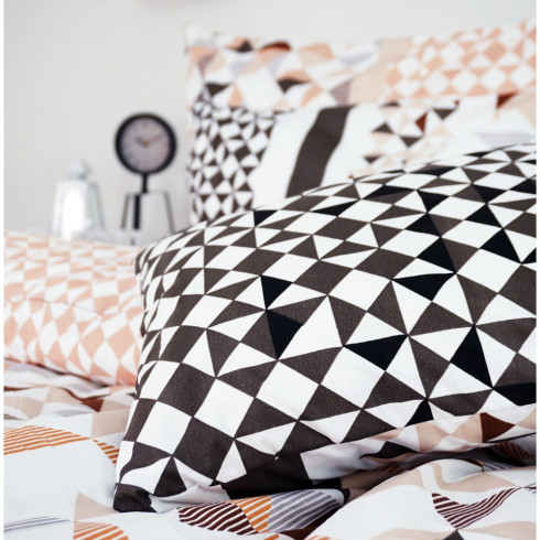 Ložní povlečení Delux - geometrický vzor, hnědé 200 x 140 cm