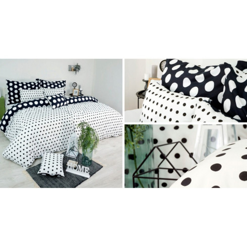 Ložní povlečení Delux - černé tečky 200 x 140 cm