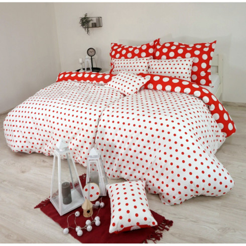 Posteľné obliečky Delux - červené bodky 200 x 140 cm