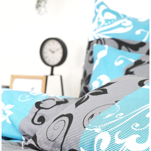 Posteľné obliečky Lilien Delux tyrkysovo - sivé 200 x 140 cm