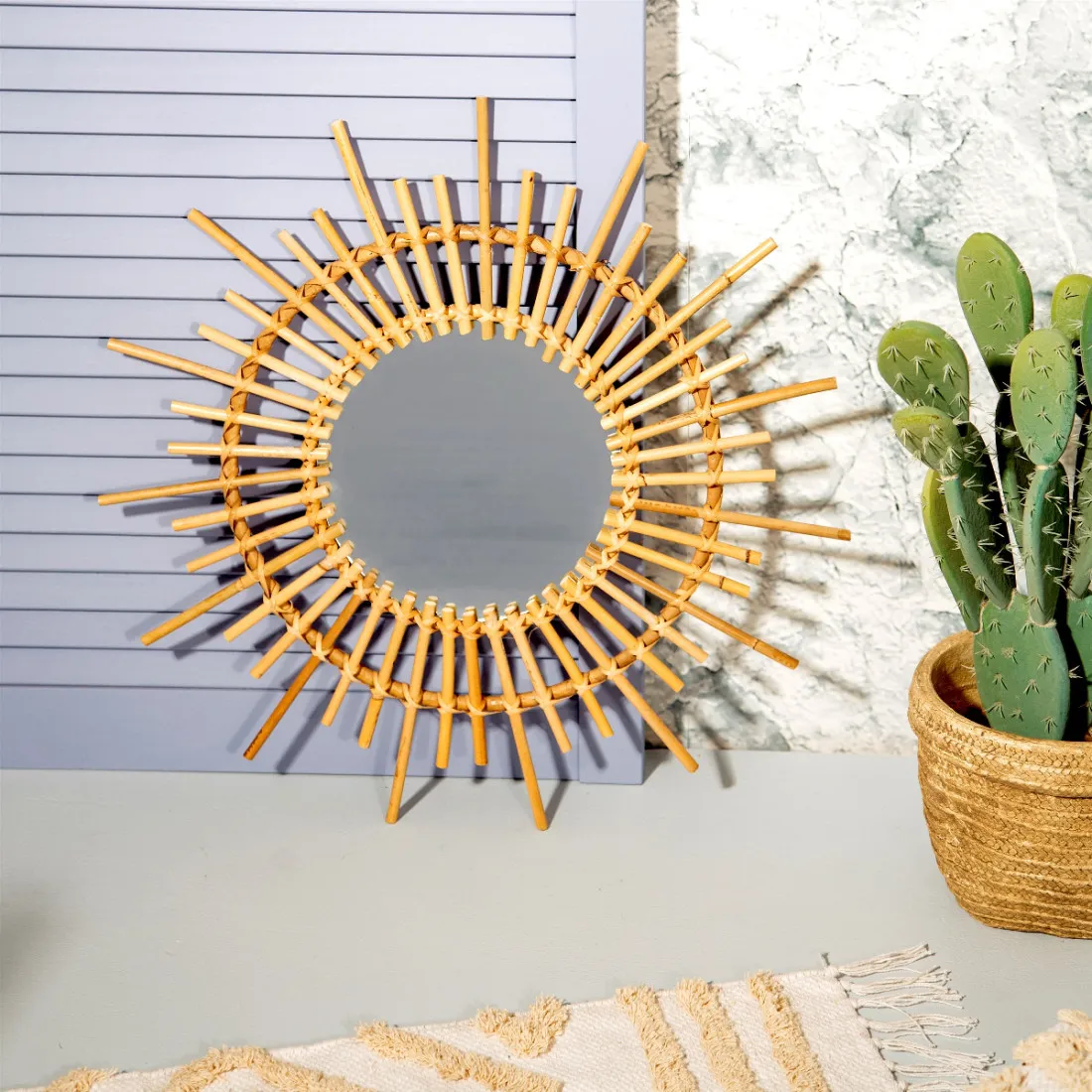 Ratanové zrkadlo Sun