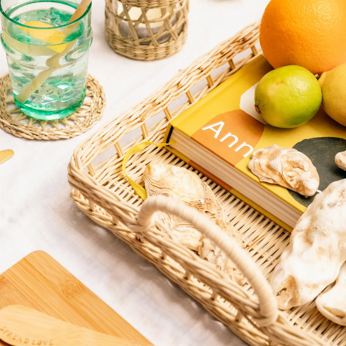 Ratanový podnos s uchy 39 cm