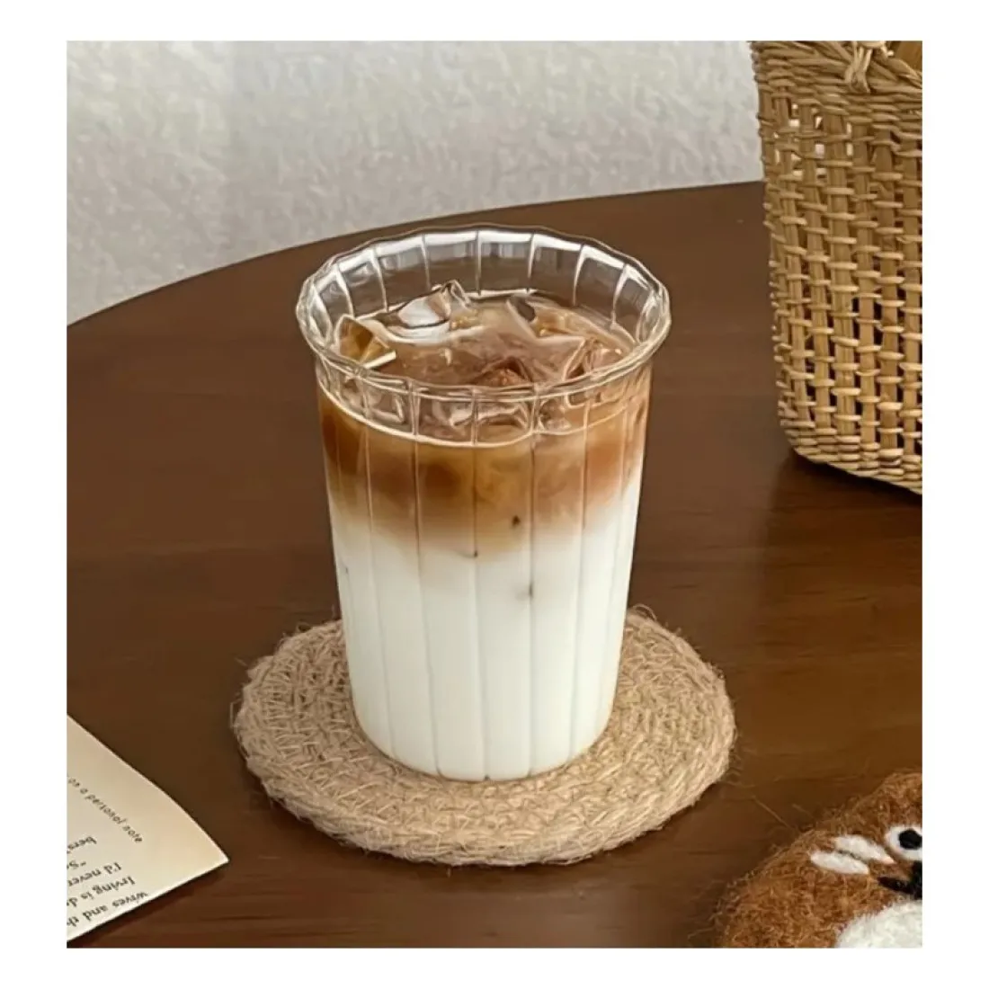 Žebrovaná sklenice na kávu a nápoje, 420 ml, 1 ks