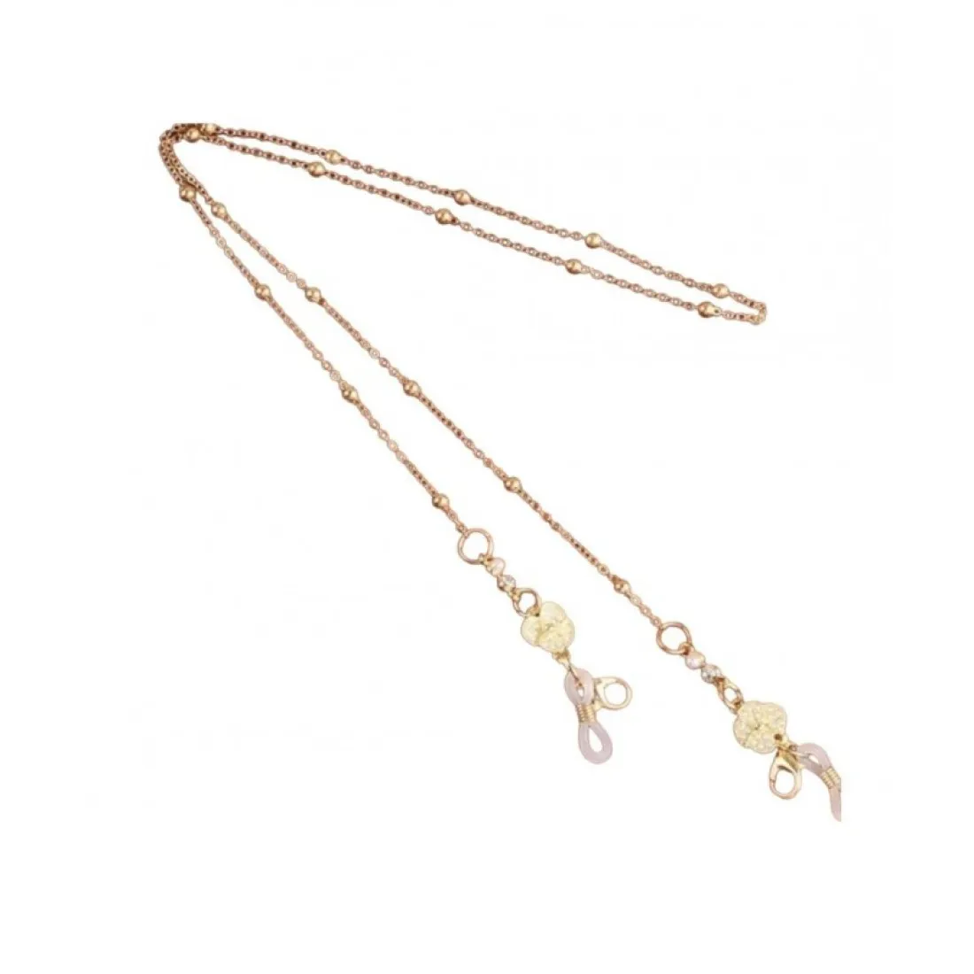 Retiazka na okuliare - zlatý kvietok so zirkónmi, 68cm