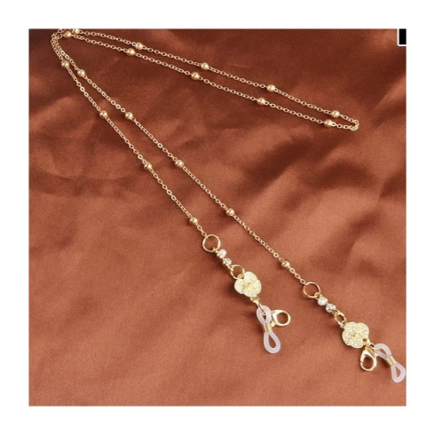 Retiazka na okuliare - zlatý kvietok so zirkónmi, 68cm