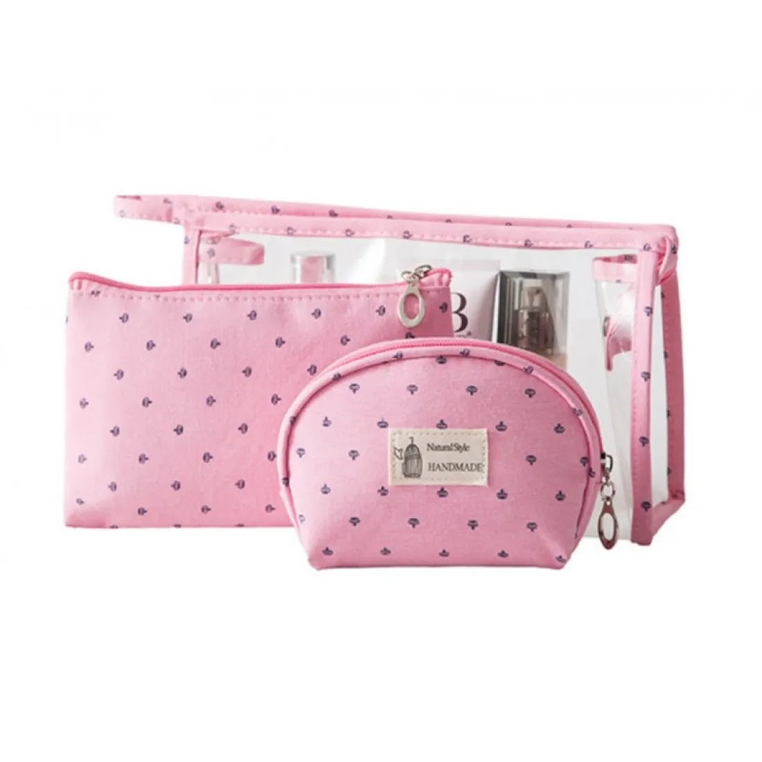 Sada 3 kosmetických tašek - růžová