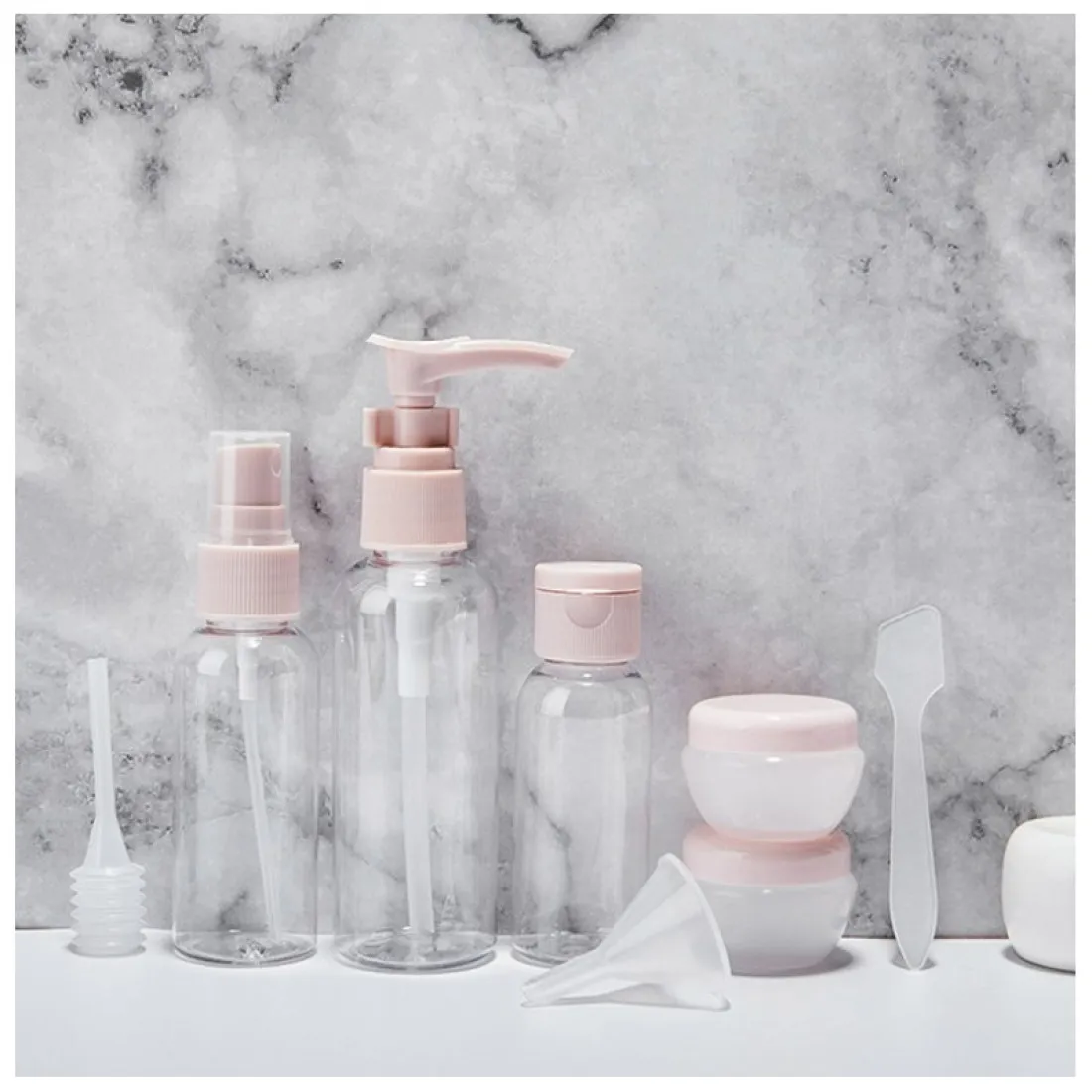 Sada cestovních lahví do letadla - růžová