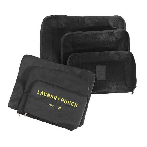 Sada cestovných organizérov do kufra - čierne 6ks