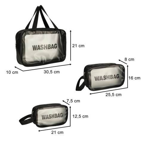 Sada kozmetických tašiek - 3 ks, čierne