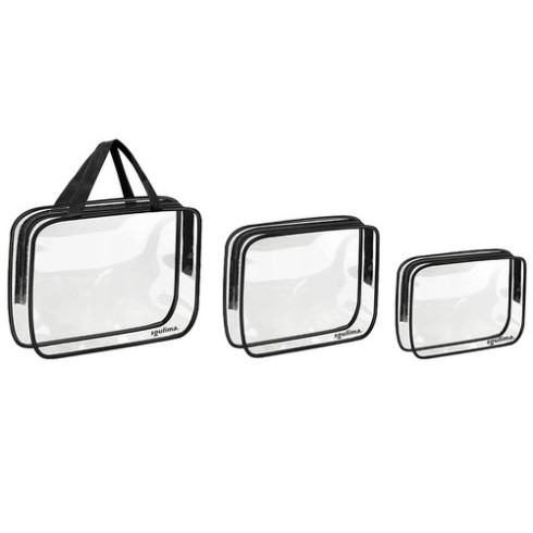 Sada kozmetických tašiek - 3 ks priehľadné