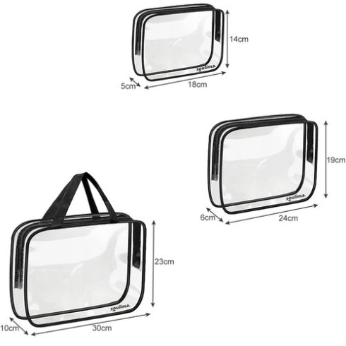 Sada kozmetických tašiek - 3 ks priehľadné