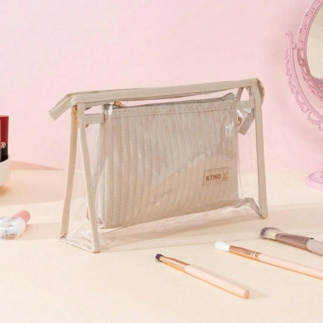 Sada kosmetických taštiček 2v1 - krémové