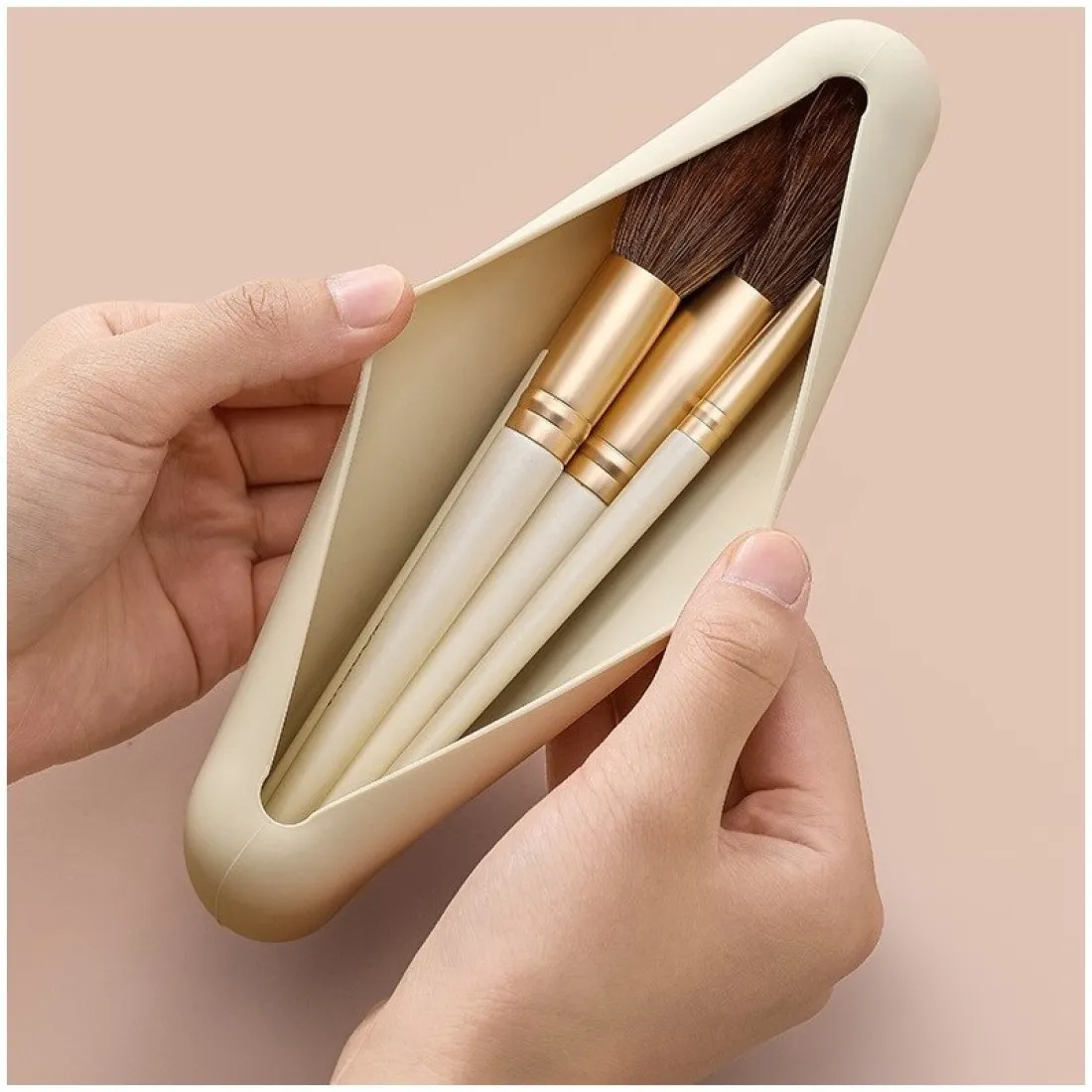 Silikonové pouzdro na štětce - béžové