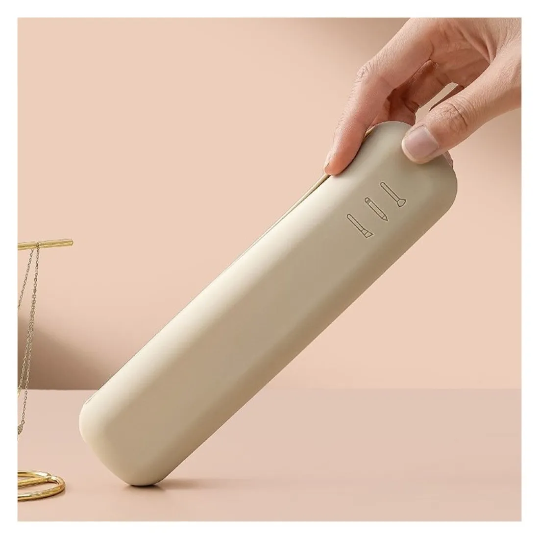 Silikonové pouzdro na štětce - béžové