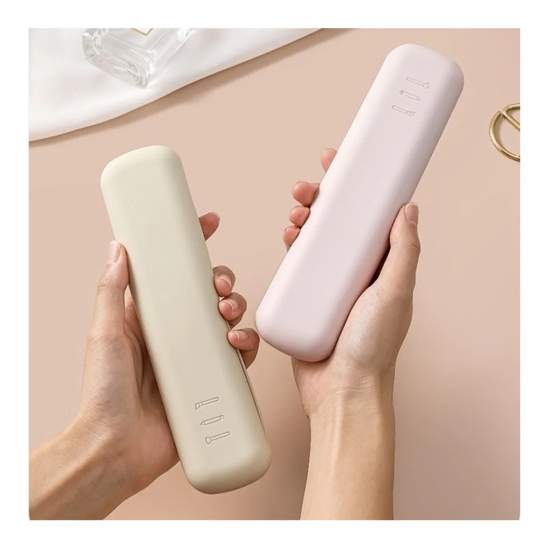 Silikonové pouzdro na štětce - béžové