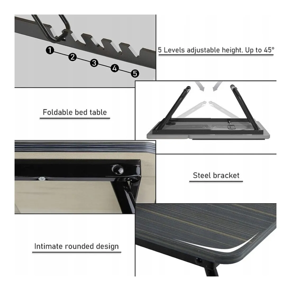 Skládací stolek na notebook - antracitový