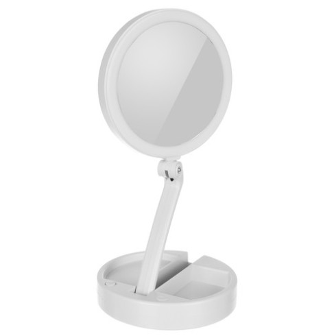 Skladacie kozmetické zrkadlo - zväčšovacie s LED podsvietením
