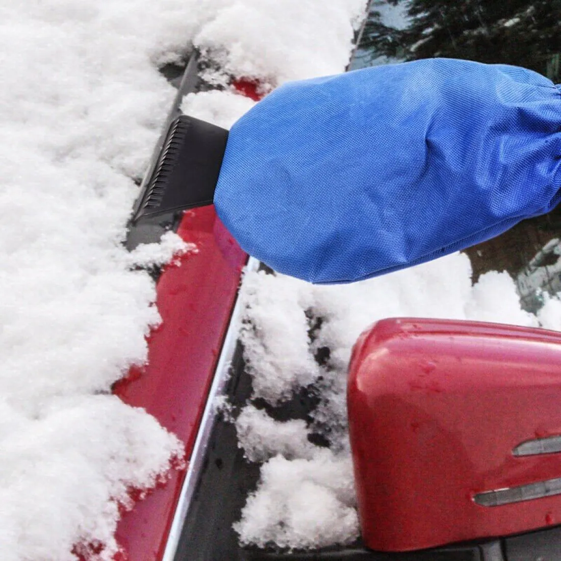 Škrabka s rukavicou na ľad do auta - modrá