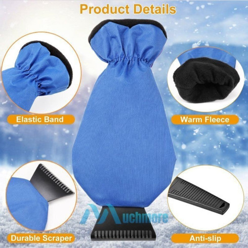 Škrabka s rukavicou na ľad do auta - modrá