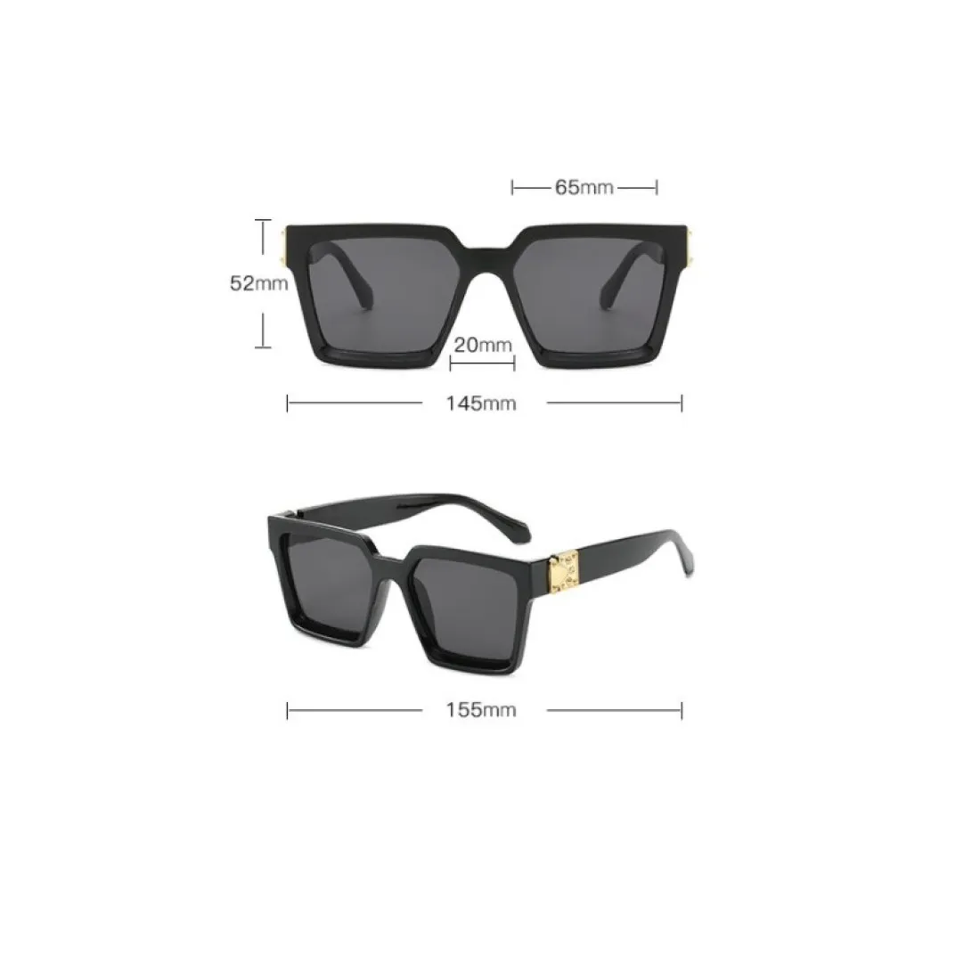 Slnečné okuliare Black so zlatým detailom
