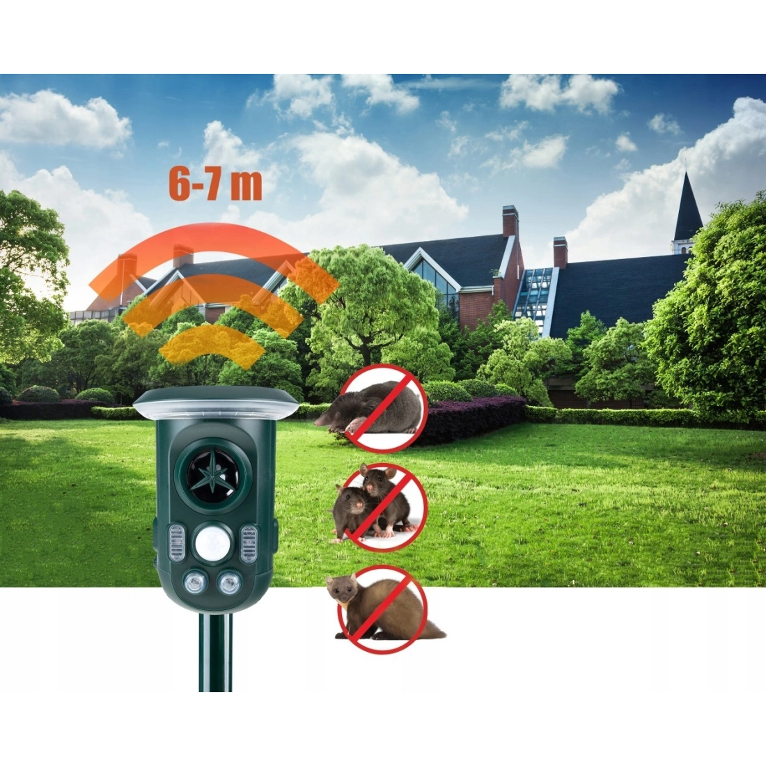 Solární odpuzovač zvířat 360 LED UFO