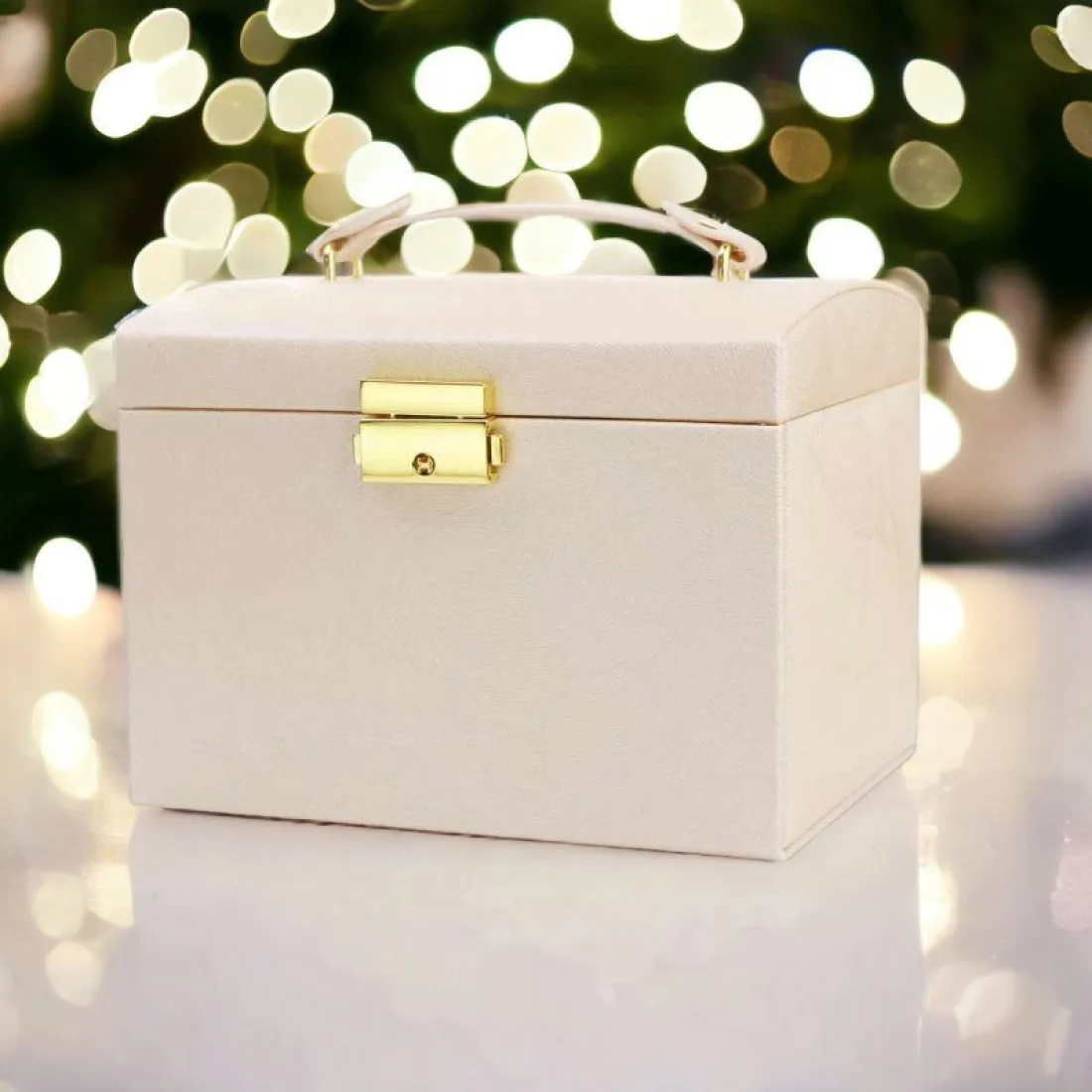 Šperkovnica - kufrík na bižutériu, béžový