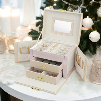 Šperkovnice - kufřík na bižuterii, béžový