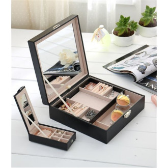 Šperkovnica so zrkadlom - čierna