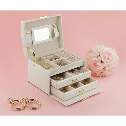 Šperkovnice - kufřík na bižuterii, elegantní bílá