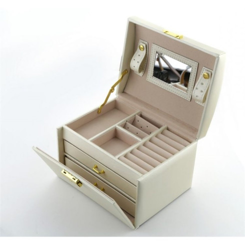 Šperkovnice - kufřík na bižuterii, elegantní bílá