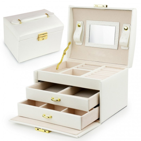 Šperkovnice - kufřík na bižuterii, elegantní bílá
