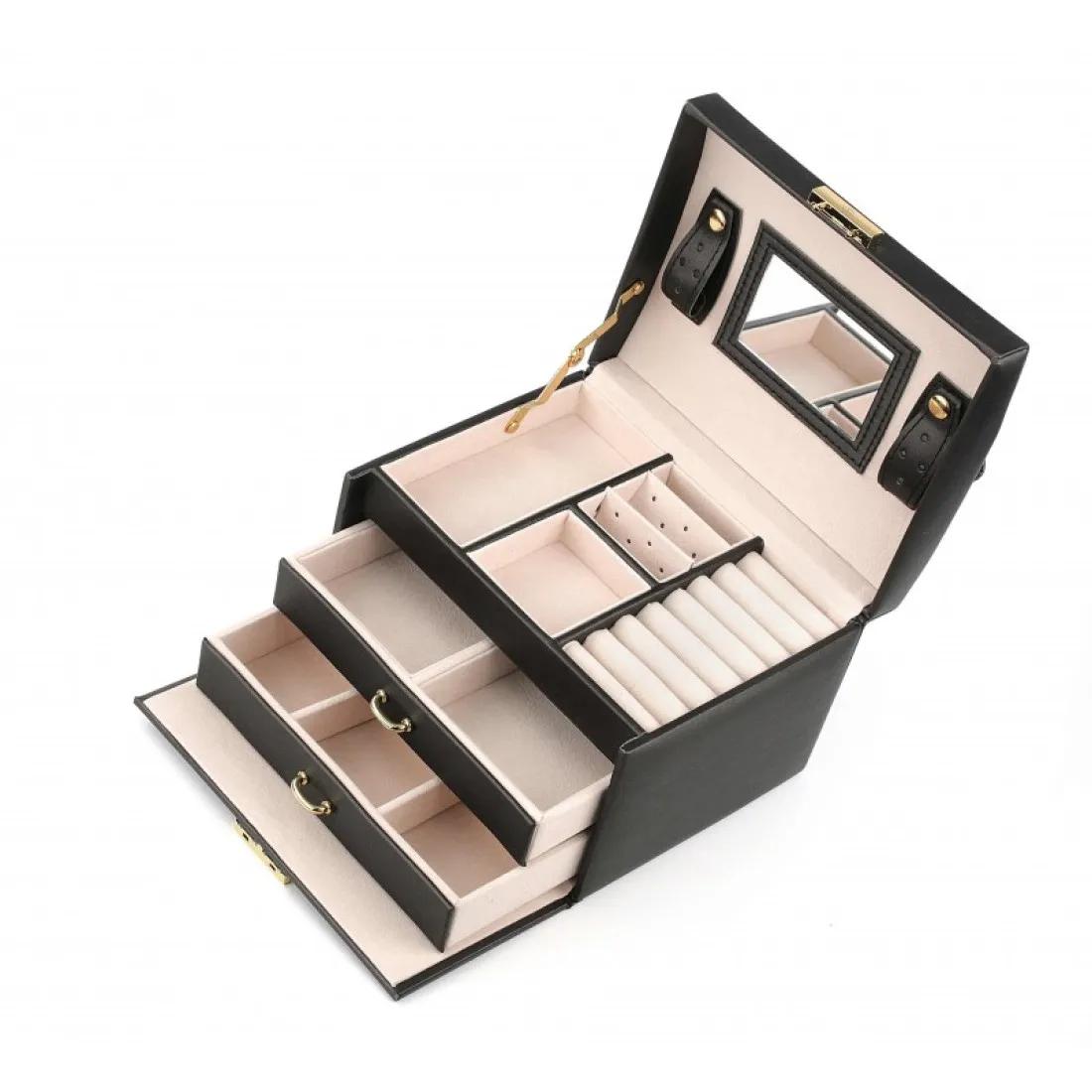 Šperkovnice - kufřík na bižuterii, elegantní černá