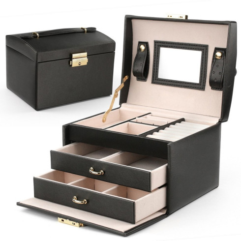 Šperkovnica - kufrík na bižutériu, elegantná čierna