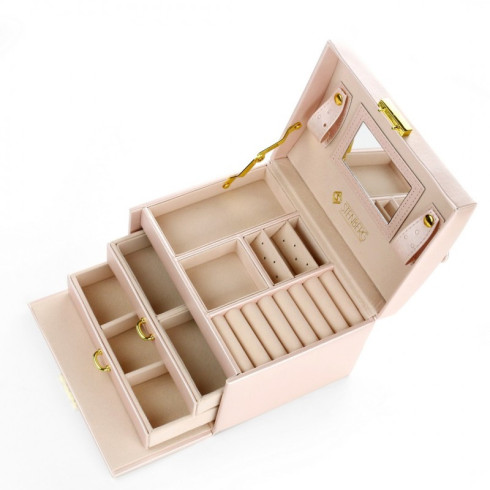 Šperkovnica - kufrík na bižutériu, elegantná ružová
