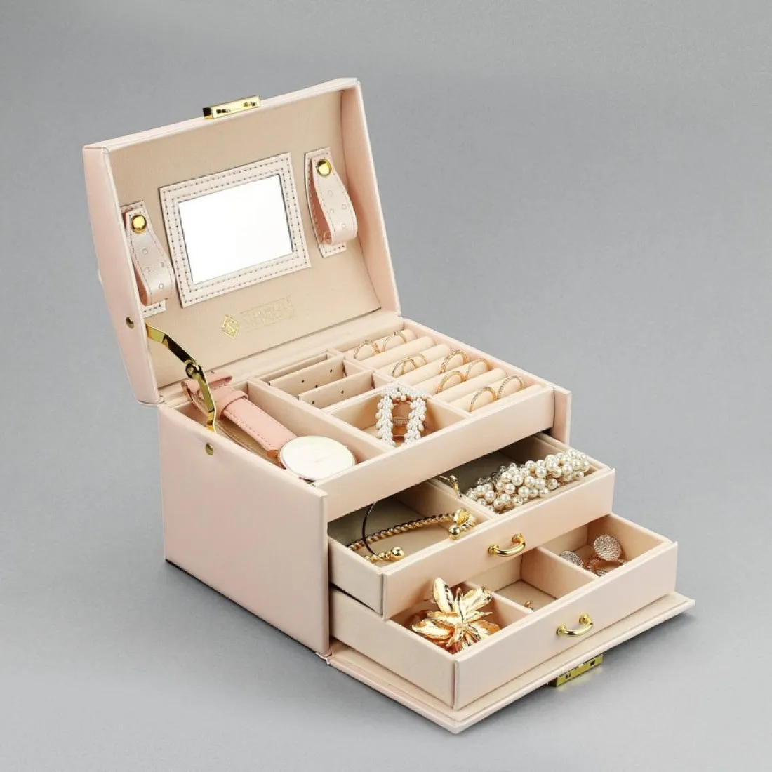 Šperkovnice - kufřík na bižuterii, elegantní růžová