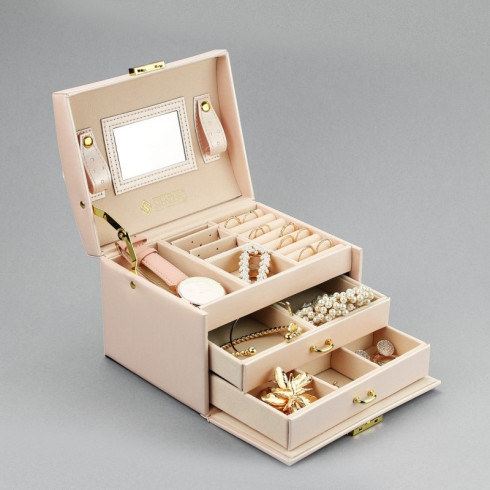 Šperkovnica - kufrík na bižutériu, elegantná ružová