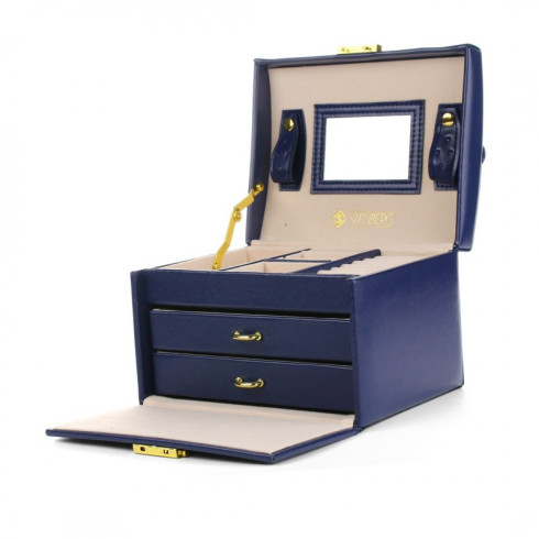 Šperkovnice - kufřík na bižuterii, elegantní tmavě modrá