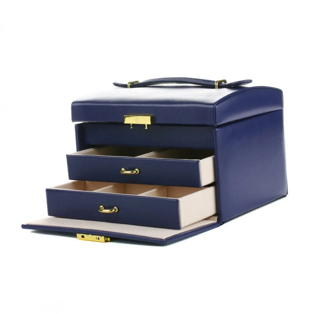 Šperkovnice - kufřík na bižuterii, elegantní tmavě modrá