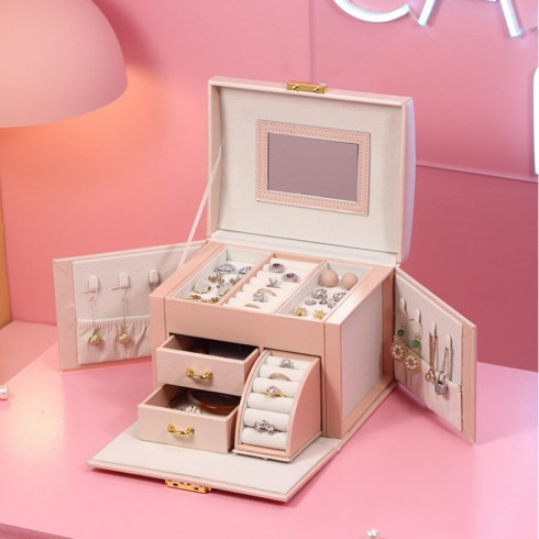 Šperkovnica - kufrík na bižutériu, púdrovo ružová