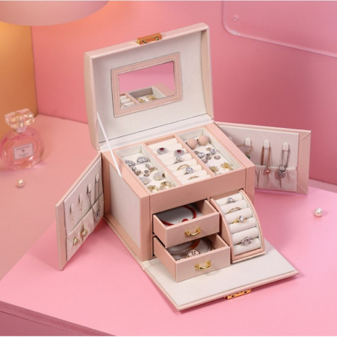 Šperkovnica - kufrík na bižutériu, púdrovo ružová