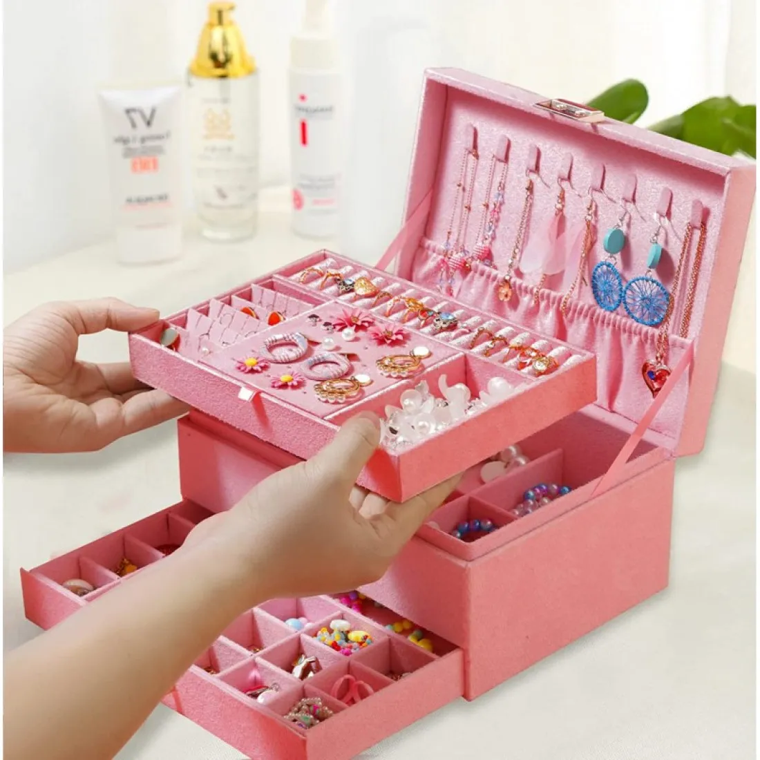 Šperkovnica - kufrík na bižutériu - ružový