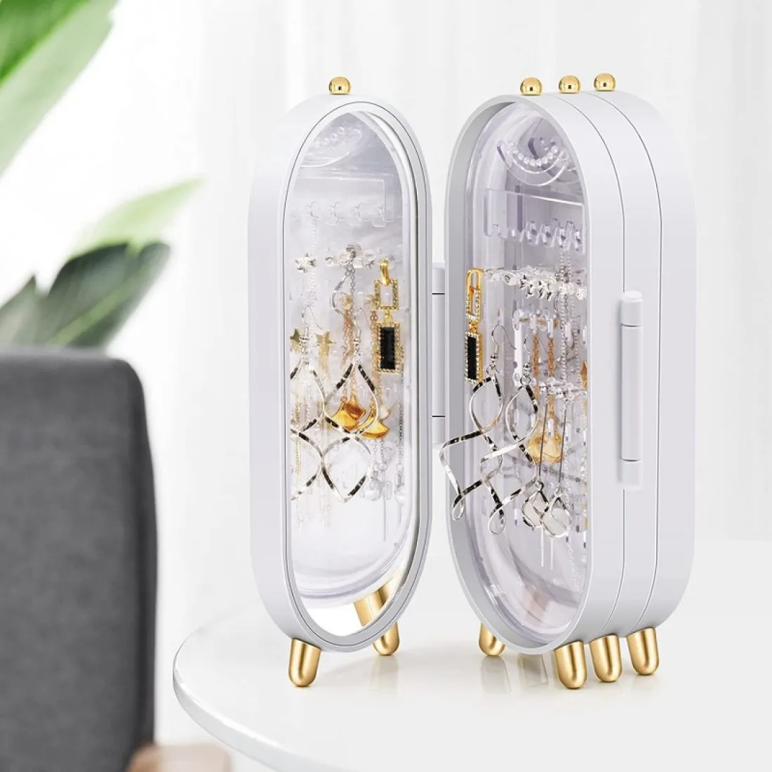 Šperkovnica - organizér na bižutériu, biely