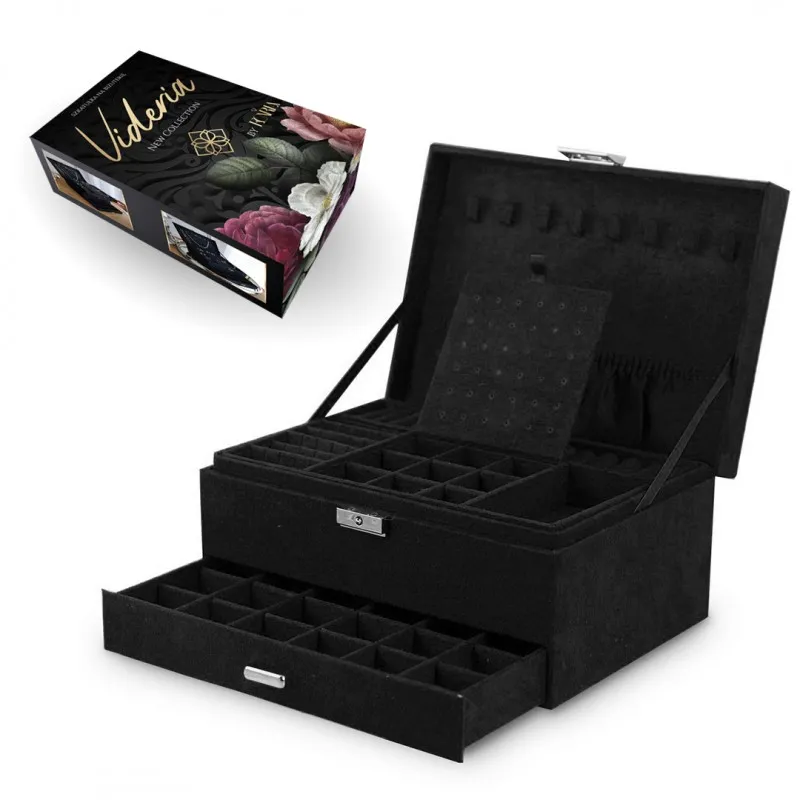Šperkovnica - organizér na bižutériu, čierny