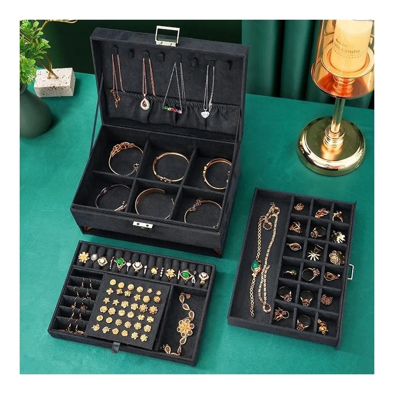 Šperkovnica - organizér na bižutériu, čierny