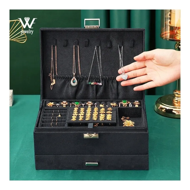 Šperkovnica - organizér na bižutériu, čierny