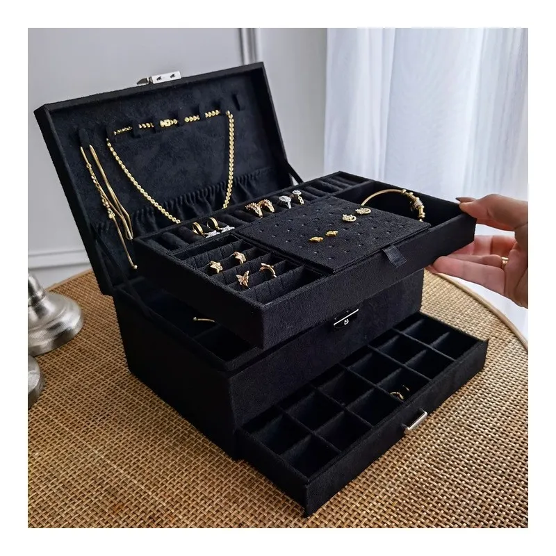 Šperkovnica - organizér na bižutériu, čierny