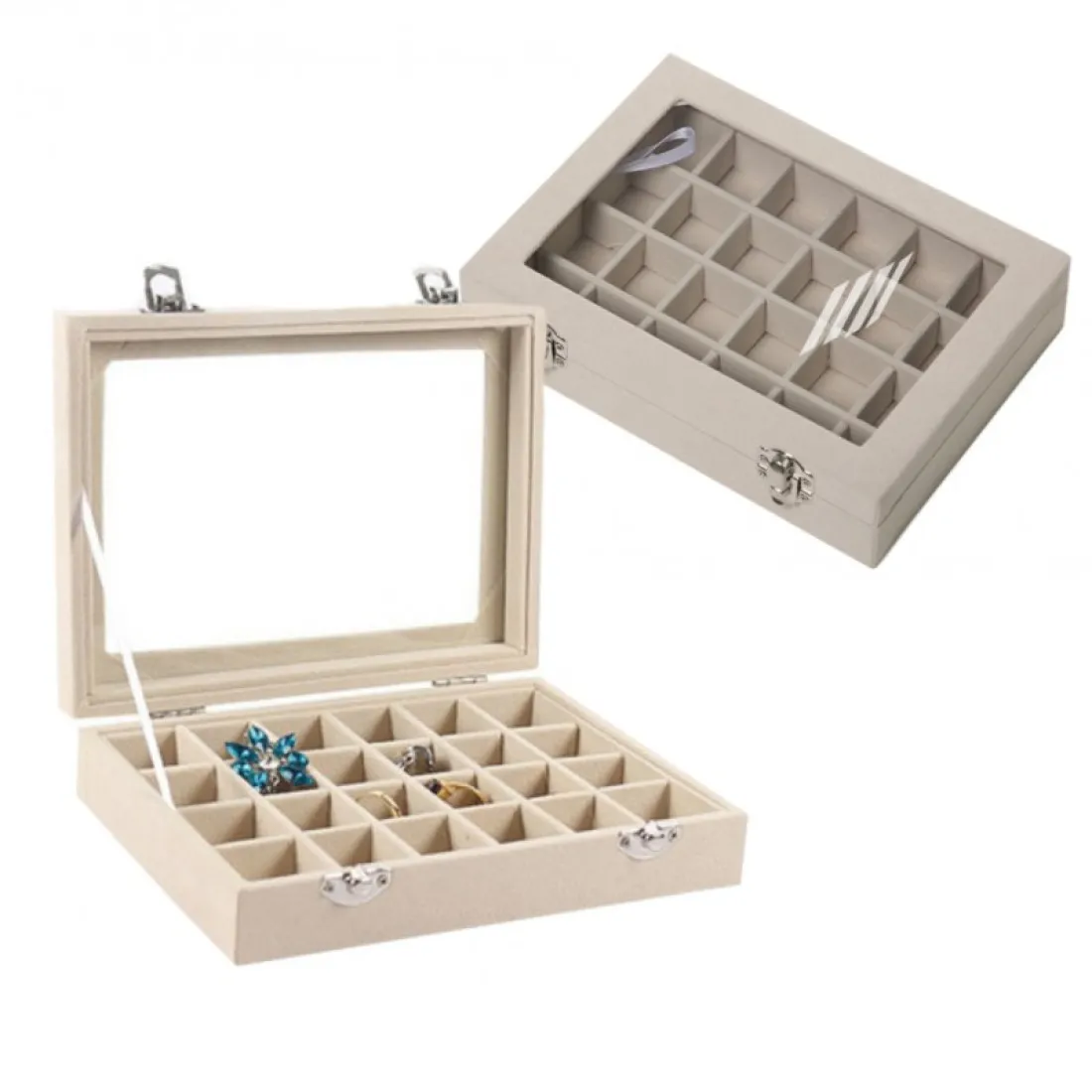 Šperkovnica - organizér na bižutériu, krémová