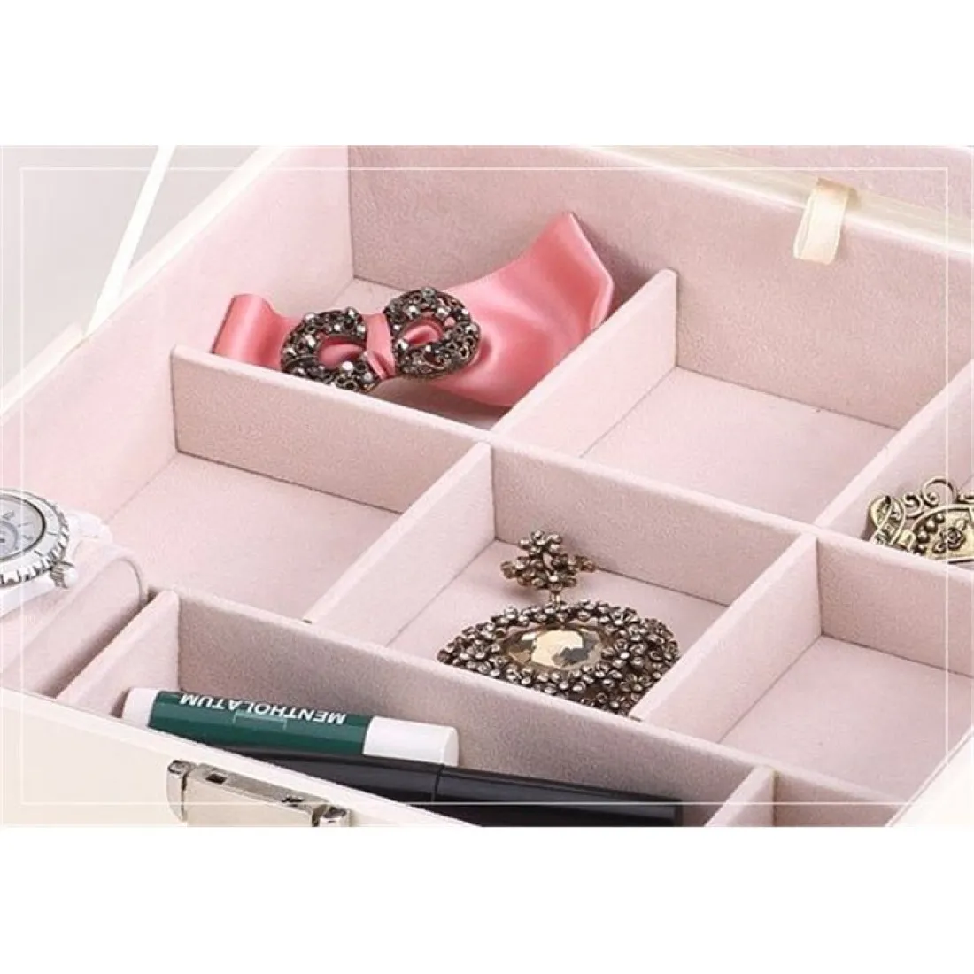 Šperkovnica so zrkadlom - biela